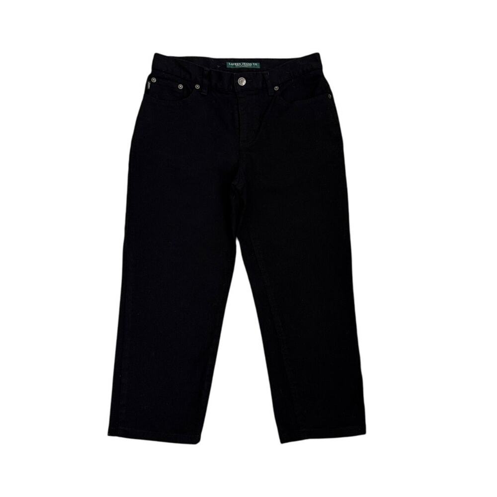LRL Ralph Lauren Black Mid Calf Crop High Rise Capsule Basic Denim Jeans Size 6